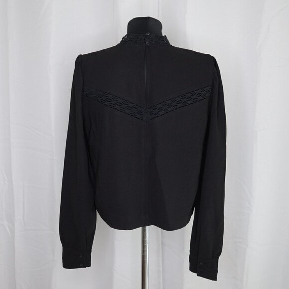 Aritzia Wilfred Delaney Black Lace Panel Long Sleeve Blouse Sz M - Picture 3 of 11